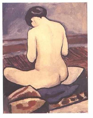 August Macke Seated female with a pillow oil painting image